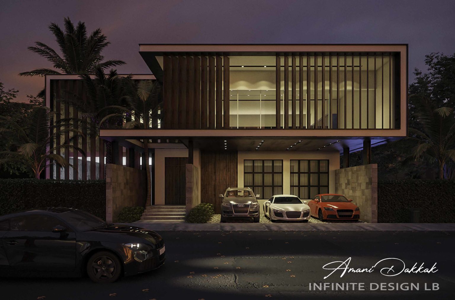 Modern Villa Entrance Exterior Design | Night View